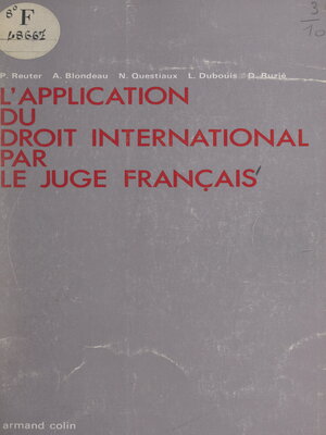 cover image of L'application du droit international par le juge français